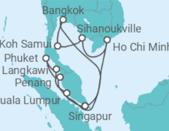 Reiseroute der Kreuzfahrt  Southeast Asia with Malaysia,  Thailand & Vietnam - Princess Cruises