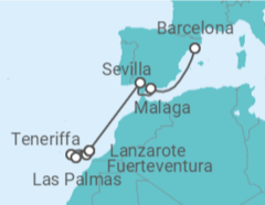 Reiseroute der Kreuzfahrt  Kanaren & Andalusien ab Teneriffa 1 - mit Flug - AIDA