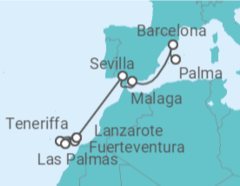 Reiseroute der Kreuzfahrt  Kanaren & Andalusien ab Teneriffa 2 - mit Flug - AIDA
