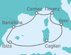 Reiseroute der Kreuzfahrt  Italien, Frankreich, Spanien Alles Inklusive - MSC Cruceros