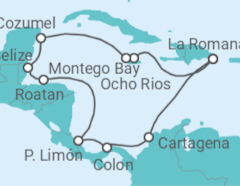 Reiseroute der Kreuzfahrt  14 Nächte - Best of Mittelamerika - ab/bis La Romana - mit Flug - Mein Schiff