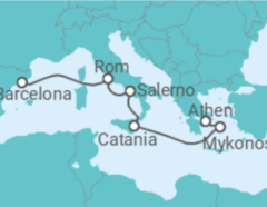 Reiseroute der Kreuzfahrt  Griechenland, Italien - Virgin Voyages