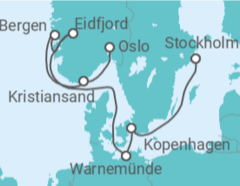 Reiseroute der Kreuzfahrt  Dänemark, Deutschland, Norwegen Alles Inklusive - MSC Cruises