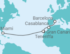 Reiseroute der Kreuzfahrt  Marokko, Spanien - Virgin Voyages