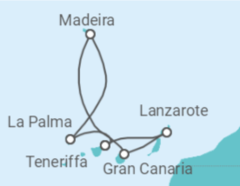 Reiseroute der Kreuzfahrt  7 Nächte - Kanaren mit Madeira - ab/bis Santa Cruz - Mein Schiff
