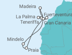 Reiseroute der Kreuzfahrt  14 Nächte - Kanaren mit Kapverden - ab/bis Las Palmas - Mein Schiff
