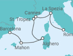 Reiseroute der Kreuzfahrt  A Journey through Sparkling Bays & Riviera Radiance - Explora Journeys