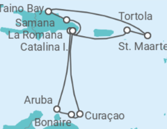 Reiseroute der Kreuzfahrt  14 Nächte - Karibische Inselwelten - ab/bis La Romana - Mein Schiff