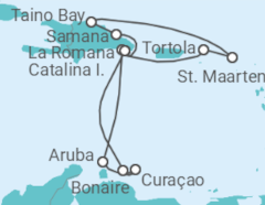 Reiseroute der Kreuzfahrt  14 Nächte - Festtage in der Karibik - ab/bis La Romana - mit Flug - Mein Schiff
