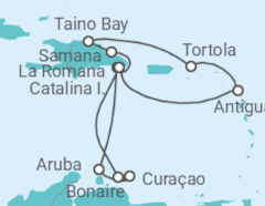 Reiseroute der Kreuzfahrt  14 Nächte - Jahresauftakt in der Karibik - ab/bis La Romana - mit Flug - Mein Schiff