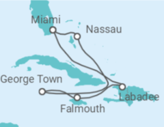 Reiseroute der Kreuzfahrt  Bahamas, Kaimaninseln, Jamaika - Royal Caribbean