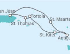Reiseroute der Kreuzfahrt  Amerikanische Jungferninseln, Britische Jungferninseln, Antigua Und Barbuda, Sint Maarten - Virgin Voyages