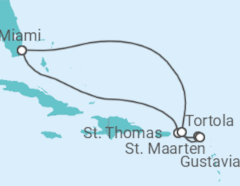 Reiseroute der Kreuzfahrt  Amerikanische Jungferninseln, Sint Maarten, Guadeloupe, Britische Jungferninseln - Oceania Cruises