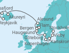 Reiseroute der Kreuzfahrt  Von Stockholm (Schweden) nach Reykjavik (Island) - Oceania Cruises