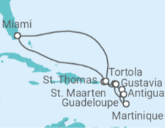 Reiseroute der Kreuzfahrt  Amerikanische Jungferninseln, Sint Maarten, Antigua Und Barbuda, Martinique, Guadeloupe, Britisch... - Oceania Cruises
