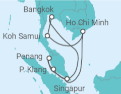 Reiseroute der Kreuzfahrt  13 Nächte - Faszination Südostasien - ab/bis Singapur - Mein Schiff
