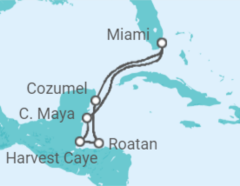 Reiseroute der Kreuzfahrt  Honduras, Mexiko - Oceania Cruises