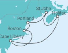 Reiseroute der Kreuzfahrt  USA, Kanada - Virgin Voyages