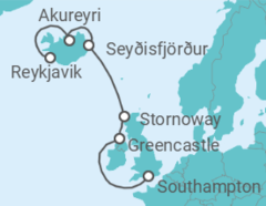 Reiseroute der Kreuzfahrt  A Journey through Nordic Discoveries & Geothermal Wonders - Explora Journeys