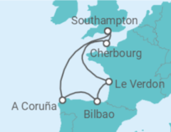 Reiseroute der Kreuzfahrt  Spain & France - Princess Cruises