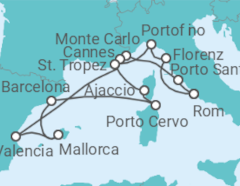 Reiseroute der Kreuzfahrt  An Extended Journey through Antique Treasures, Mediterranean Flavours & Island Calm - Explora Journeys