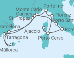 Reiseroute der Kreuzfahrt  An Extended Journey into Riviera Romance & Italian Marvels - Explora Journeys
