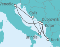 Reiseroute der Kreuzfahrt  Italien, Kroatien, Griechenland, Montenegro Alles Inklusive - MSC Cruises