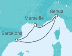 Reiseroute der Kreuzfahrt  Frankreich, Spanien Alles Inklusive - MSC Cruceros