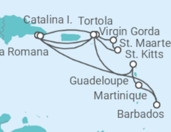 Reiseroute der Kreuzfahrt  Martinique, Guadeloupe, Britische Jungferninseln, Dominikanische Republik, Sint Maarten - MSC Cruises