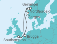 Reiseroute der Kreuzfahrt  Belgien, Norwegen - Celebrity Cruises