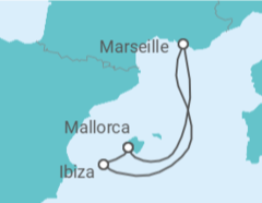 Reiseroute der Kreuzfahrt  4 Nächte - MeerBeats meets EDM - ab/bis Palma - mit Flug - Mein Schiff