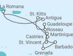 Reiseroute der Kreuzfahrt  14 Nächte - Karibische Inseln - ab/bis Bridgetown - Mein Schiff