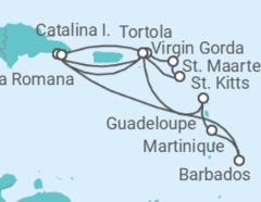 Reiseroute der Kreuzfahrt  15 Tage Antillen ab La Romana mit Flug - MSC Cruceros