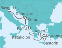 Reiseroute der Kreuzfahrt  Kroatien, Montenegro, Griechenland - NCL Norwegian Cruise Line