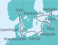 Reiseroute der Kreuzfahrt  Norwegen, Deutschland, Polen, Litauen, Lettland, Schweden, Estland - NCL Norwegian Cruise Line