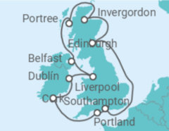 Reiseroute der Kreuzfahrt  Vereinigtes Königreich, Irland - NCL Norwegian Cruise Line