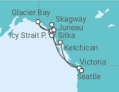 Reiseroute der Kreuzfahrt  Alaska - NCL Norwegian Cruise Line