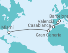 Reiseroute der Kreuzfahrt  Spanien, Marokko - Virgin Voyages
