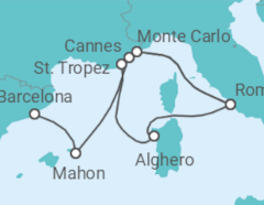 Reiseroute der Kreuzfahrt  An Extended Journey of Splendid Coastlines & Formula 1 Action - Explora Journeys