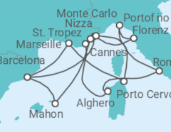 Reiseroute der Kreuzfahrt  An Extended Journey of Cultural Treasures and Glittering Shorelines - Explora Journeys