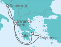 Reiseroute der Kreuzfahrt  Kroatien, Griechenland - Virgin Voyages