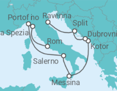 Reiseroute der Kreuzfahrt  Adria & Italien Highlights - Celebrity Cruises