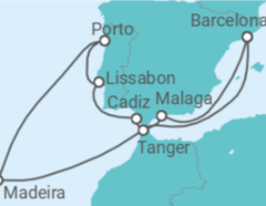 Reiseroute der Kreuzfahrt  Marokko, Portugal, Spanien - Celebrity Cruises