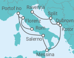 Reiseroute der Kreuzfahrt  Italien & Adria Highlights - Celebrity Cruises