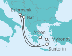 Reiseroute der Kreuzfahrt  Kroatien, Griechenland - Celebrity Cruises