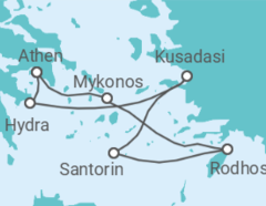 Reiseroute der Kreuzfahrt  Griechenland, Türkei - Celebrity Cruises