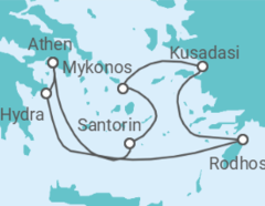 Reiseroute der Kreuzfahrt  Legendäre Ägäis - Celebrity Cruises