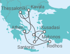 Reiseroute der Kreuzfahrt  Odyssee der Sinne - Celebrity Cruises