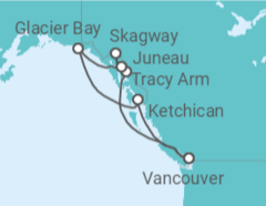 Reiseroute der Kreuzfahrt  Alaska - Holland America Line