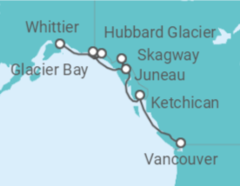 Reiseroute der Kreuzfahrt  Alaska - Holland America Line